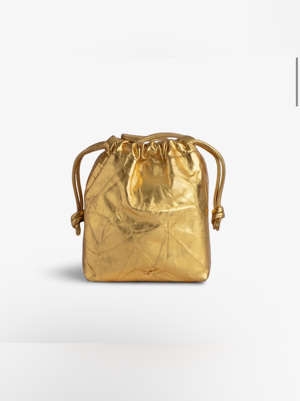 Zadig & Voltaire Gold Metallic leather Drawstring Pouch Bag